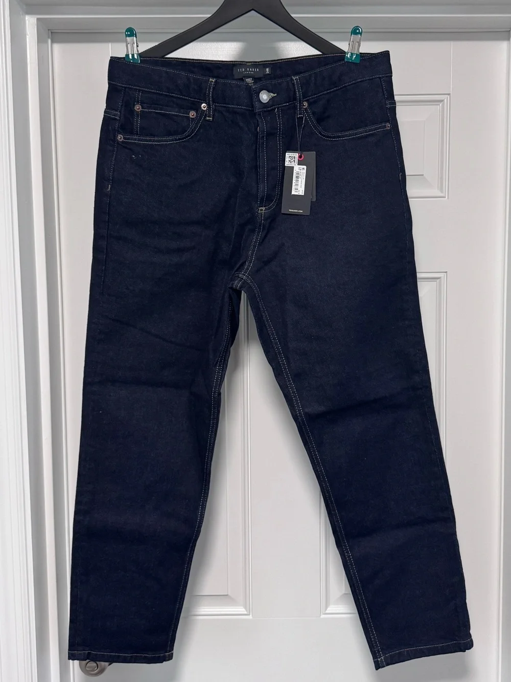 NWT Ted Baker London Dyllon Tapered Fit Stretch Jeans Dark Blue Mens Size 34R